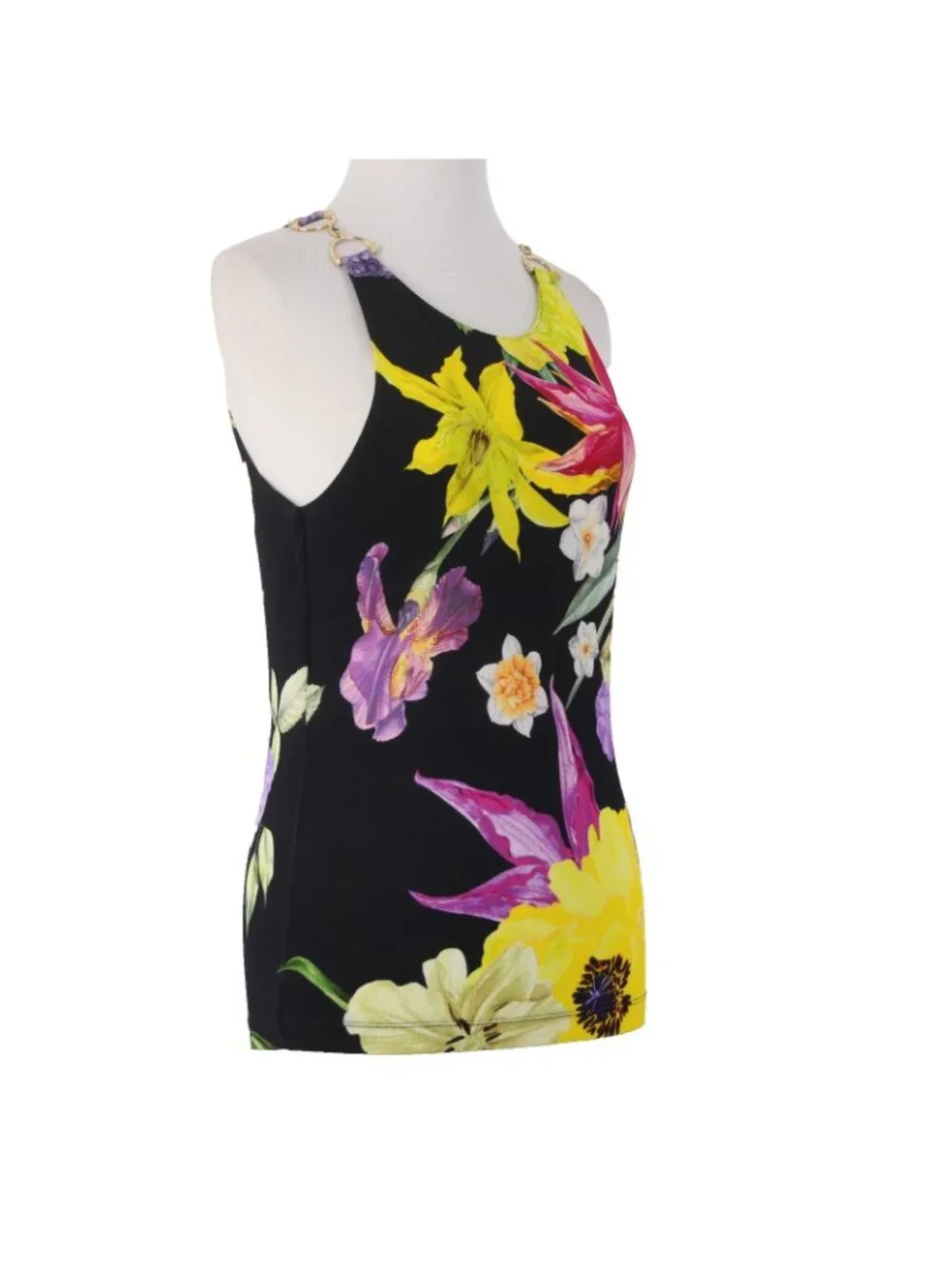 Camilla Top Sz S Black Yellow Multi Colored Floral Sleeveless Viscose Elastane - Picture 3 of 9